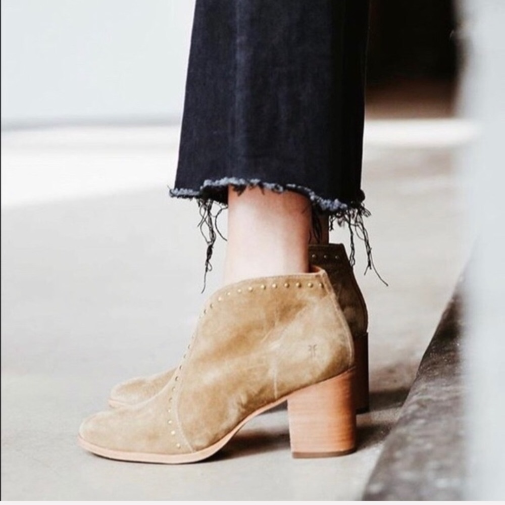 Frye Nora Stud Genuine Suede Zip Ankle Booties - Picture 15 of 15